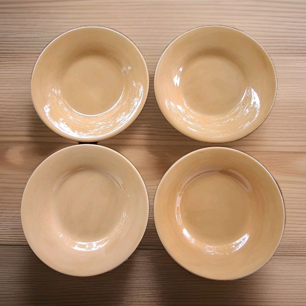 Pottery Barn Sausalito Dinner Plates Set Of 4 Mustard Yellow Amber 12.5" Clean!